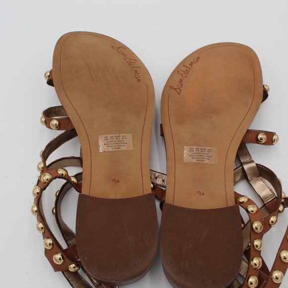 Sam Edelman Gladiator Sandal Womens Size 9.5 Studded Flats Leather Eavan - Picture 7 of 8